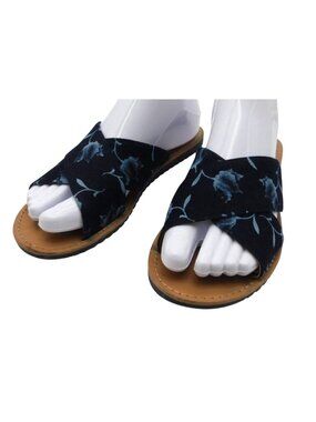 Franco Sarto Sz 7 Floral Slide Sandals Shoes Criss Cross Boho Coastal Grandma